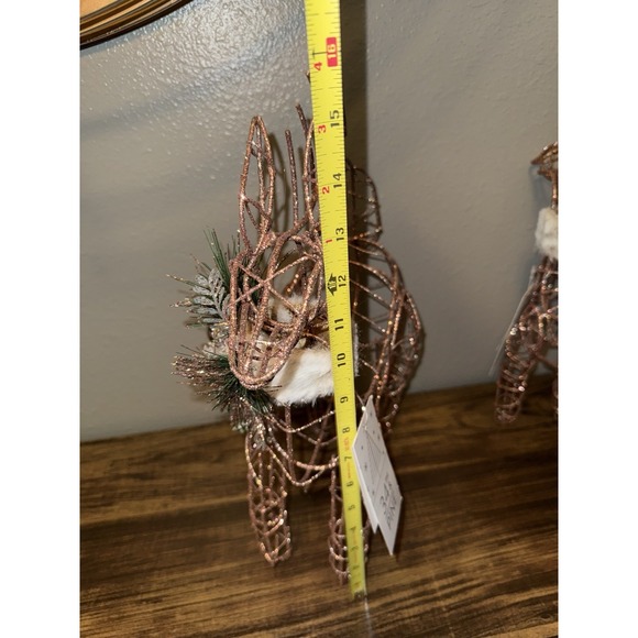 Set‎ Of 2 Christmas Reindeer 34th And Pine Gold Glitter Seasonal Decor New
